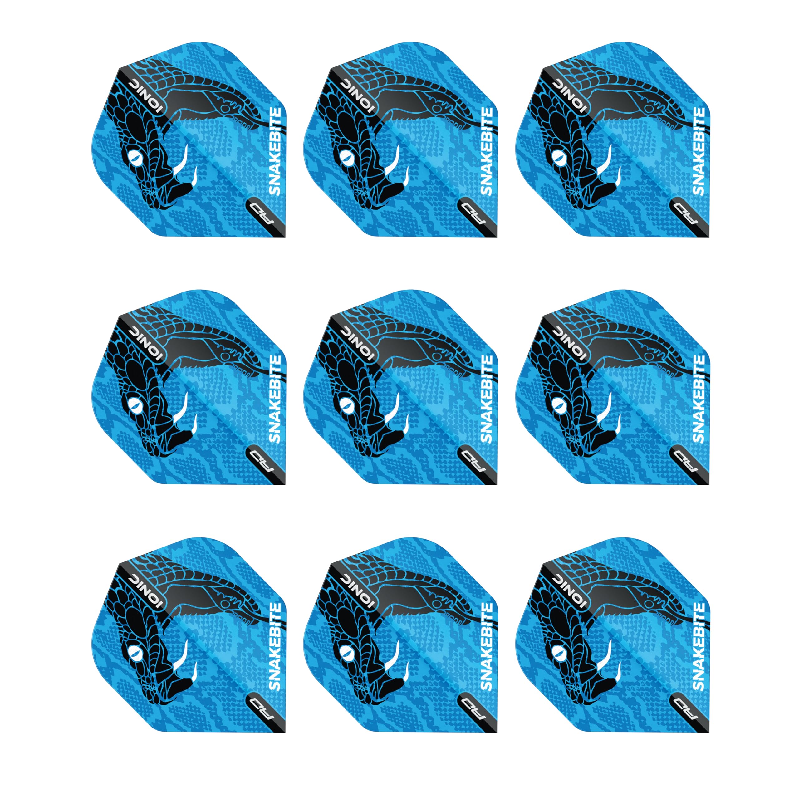 RED DRAGON Snakebite Ionic Snake Head Blue Dart Flights - 3 sets Per Pack (9 Dart Flights in total)