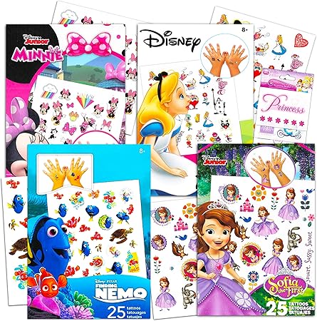 Amazon Co Jp ディズニー ジュニア タトゥー パーティー記念品 女の子用 ミニーマウス ソフィア ファインディング ドリー 不思議の国のアリス ディズニープリンセスステッカー付き 100枚 ビューティー
