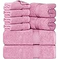Utopia Towels 8 Piece Premium Towel Set, 2 Bath, 2 Hand, and 4 Wash Cloths, 600 GSM 100% Ring Spun Cotton, Highly Absorbent Towels for Bathroom, Gym, Hotel, and Spa, Pink