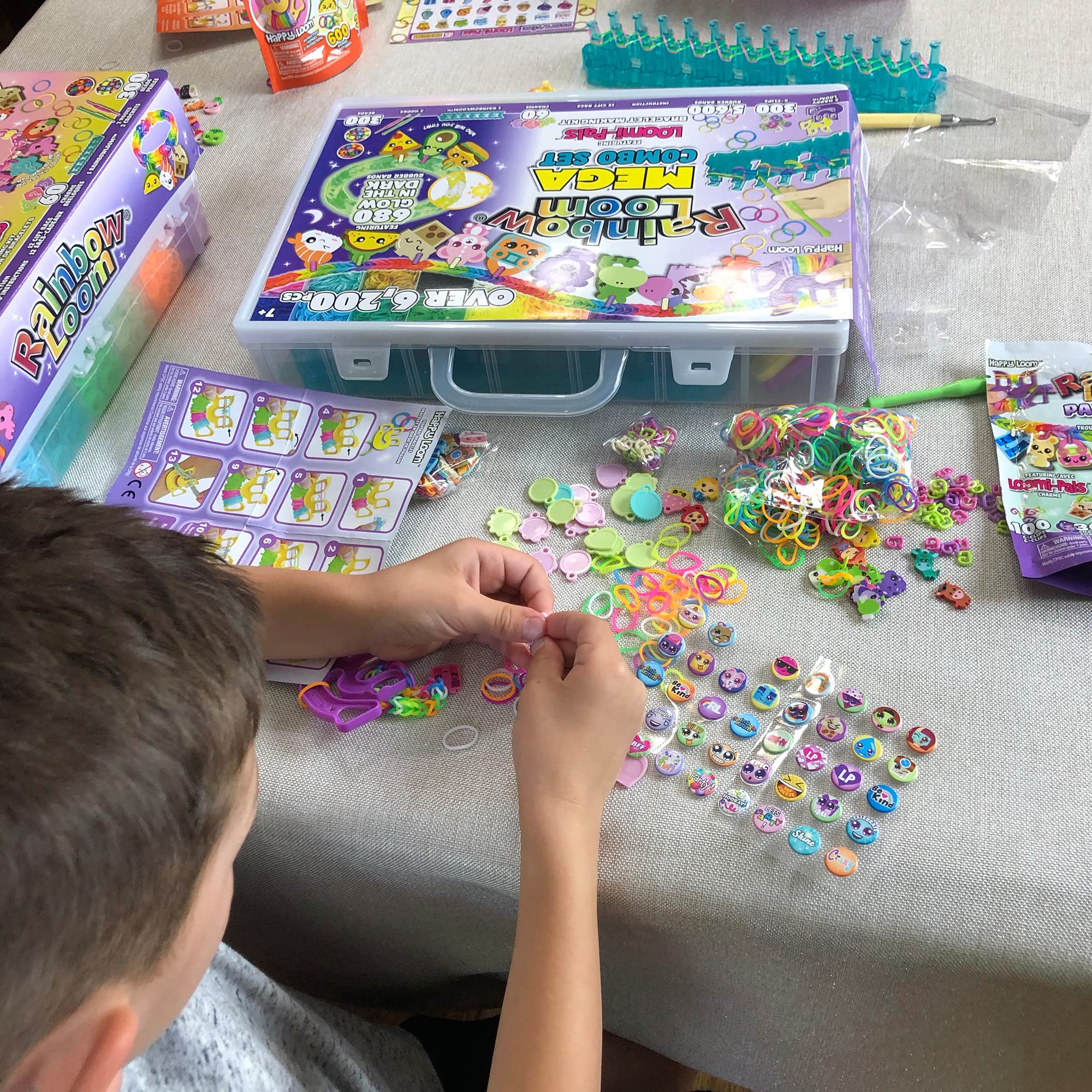 Rainbow Loom® Loomi-Pals™ MEGA Combo Set, Features 60 Cute Assorted LP Charms, The New RL 2.0, Happy Looms, Hooks, Alpha & Pony Beads, 5600 Colorful Bands All in a Carrying Case for Boys and Girls 7+