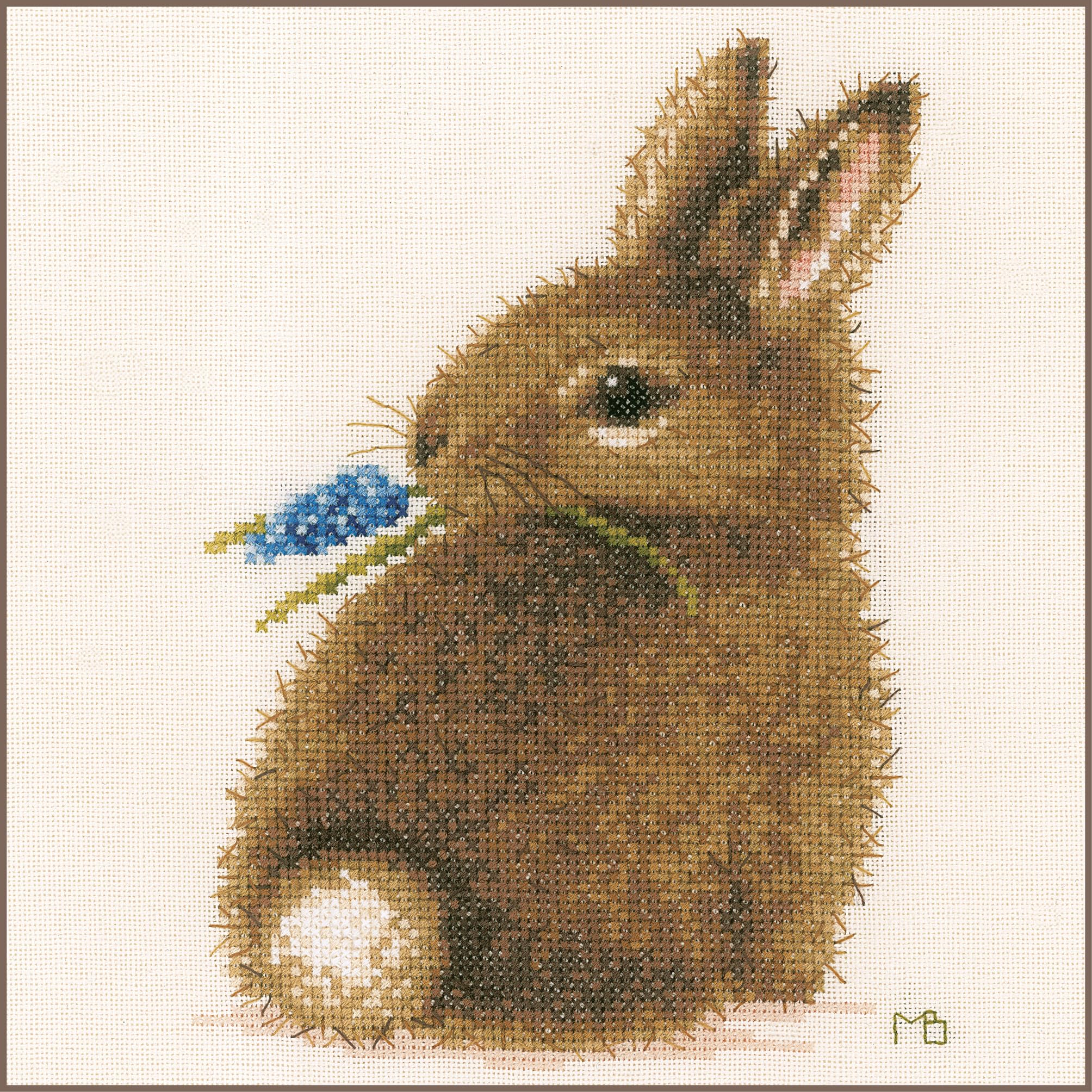 Lanarte PN-0175627 MB Rabbit Counted Cross Stitch Kit, Cotton, Multi-Colour, Approx. 16 x 21 cm / 6.4" x 8.4"