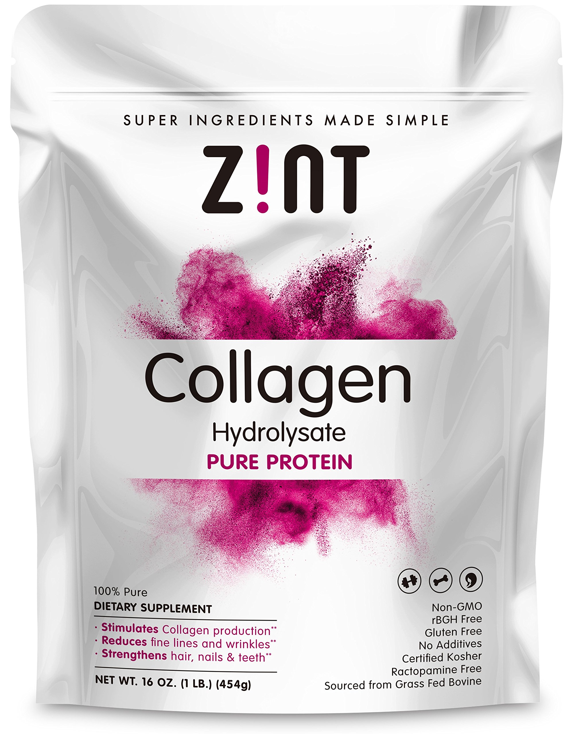 Zint Beef Collagen Powder (1 lb) GrassFed Hydrolyzed NonGMO Free