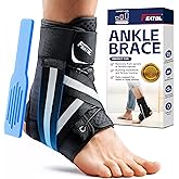 FEATOL Ankle Brace for Sprained Ankle, Adjustable & Comfortable Lace Up Support Stabilizer for Women Men with 2 Removable Side Splints, Protection for Sports, Running & Recovery Medium(11.6''-12.6'')