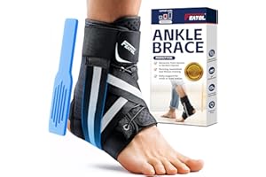 FEATOL Ankle Brace for Sprained Ankle, Adjustable & Comfortable Lace Up Support Stabilizer for Women Men with 2 Removable Side Splints, Protection for Sports, Running & Recovery Medium(11.8''-13'')