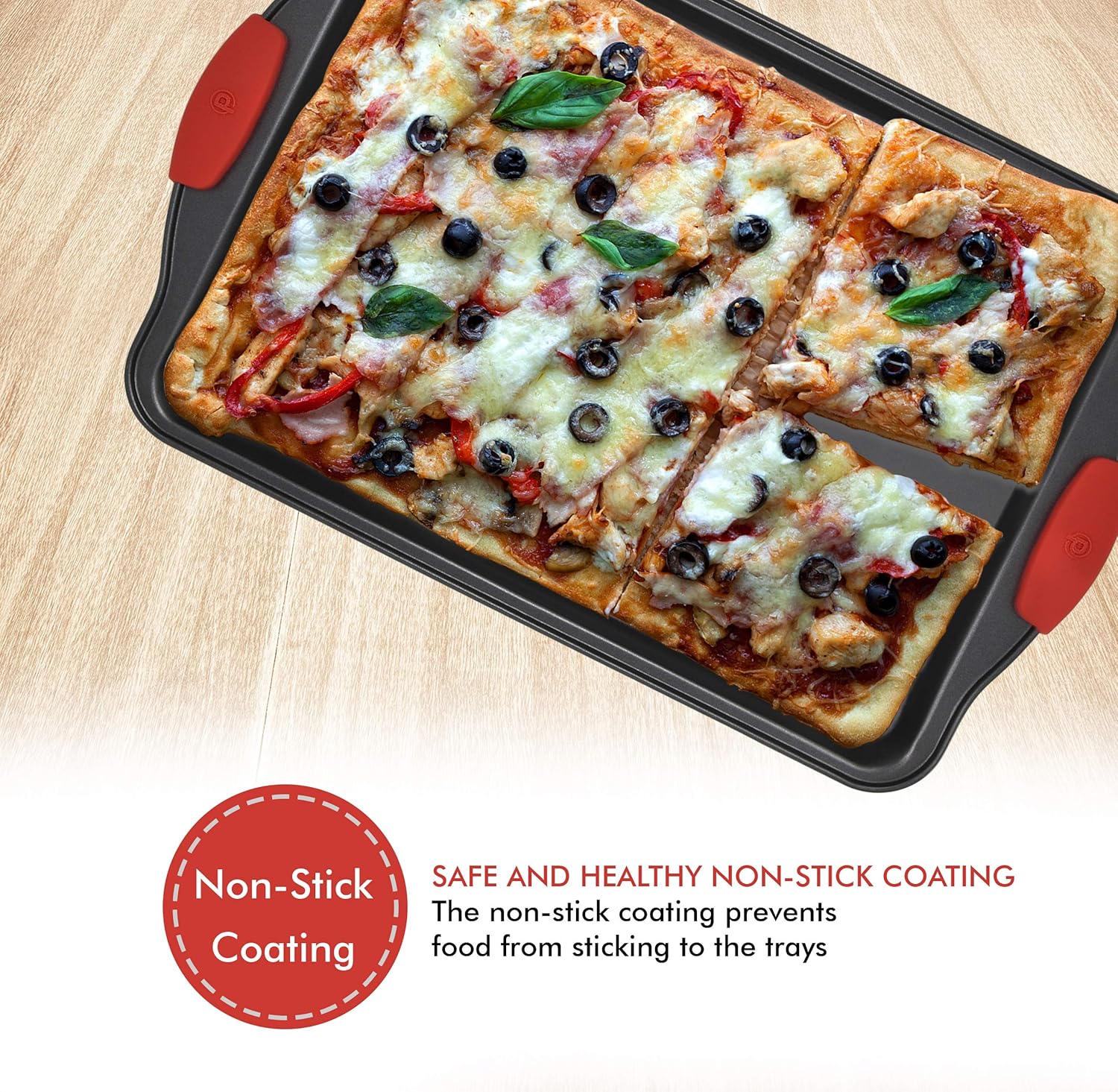 PERLLI 6 Piece Baking Pan Set Nonstick Carbon Steel Oven Bakeware Kitchen Set with Silicone Handles, Cookie Sheet, Cake Pans, Baking Trays, Cupcake Muffin Pan, 9x13 Roasting Pan, Loaf Pan Essentials: Kitchen & Dining