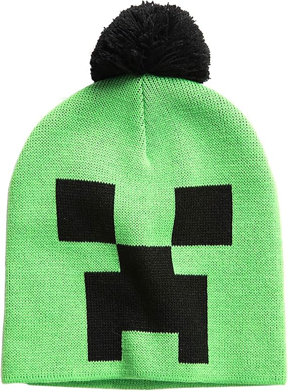 Offizielle Minecraft Creeper Wintermütze Für Kinder – Doppellagig, Weich, One Size 54–56 Cm
