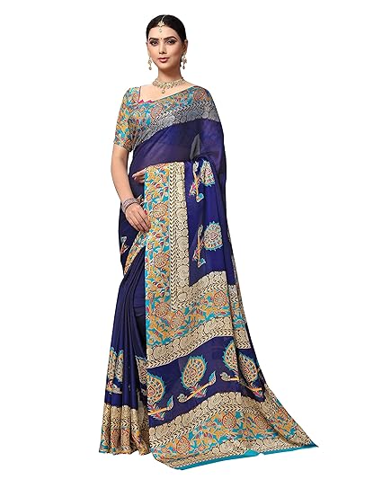 Georgette with Blouse Piece Saree (PC1075_Multicoloured_One Size)