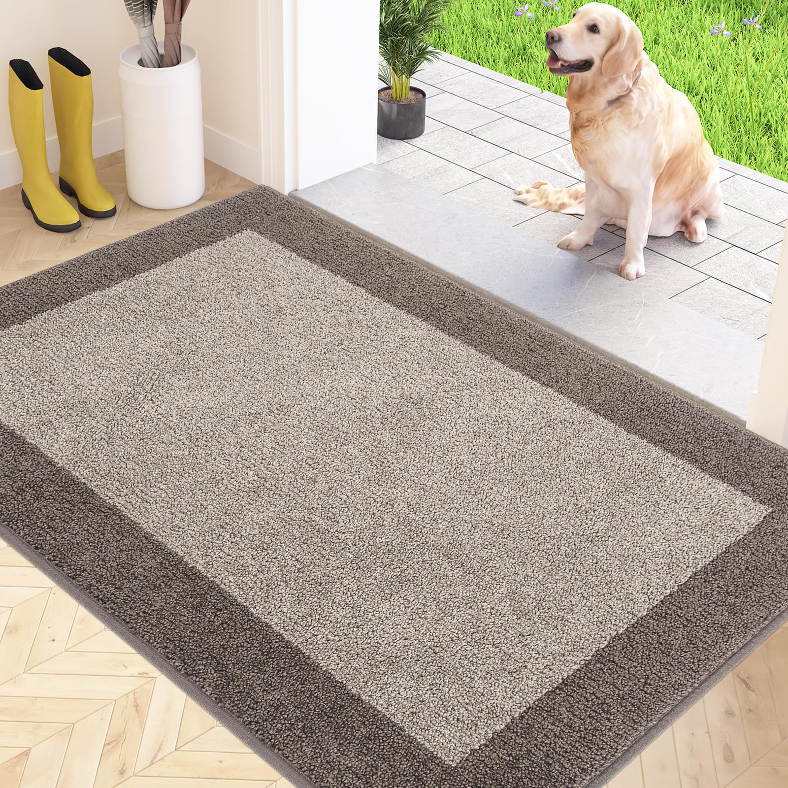 FCSDETAIL Dirt Trapper Indoor Door Mat 80 x 120 cm, Non-slip Entrance Rug, Machine Washable Dog Doormat, Inside Floor Mat for Entryway, Muddy Shoes & Paws