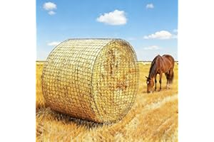 Round Bale Hay Net 4x4ft 5x5ft 6x6ft Large Round Bale Hay Nets for Horses Heavy Duty Slow Feed Hay Net Black Knotless Design 