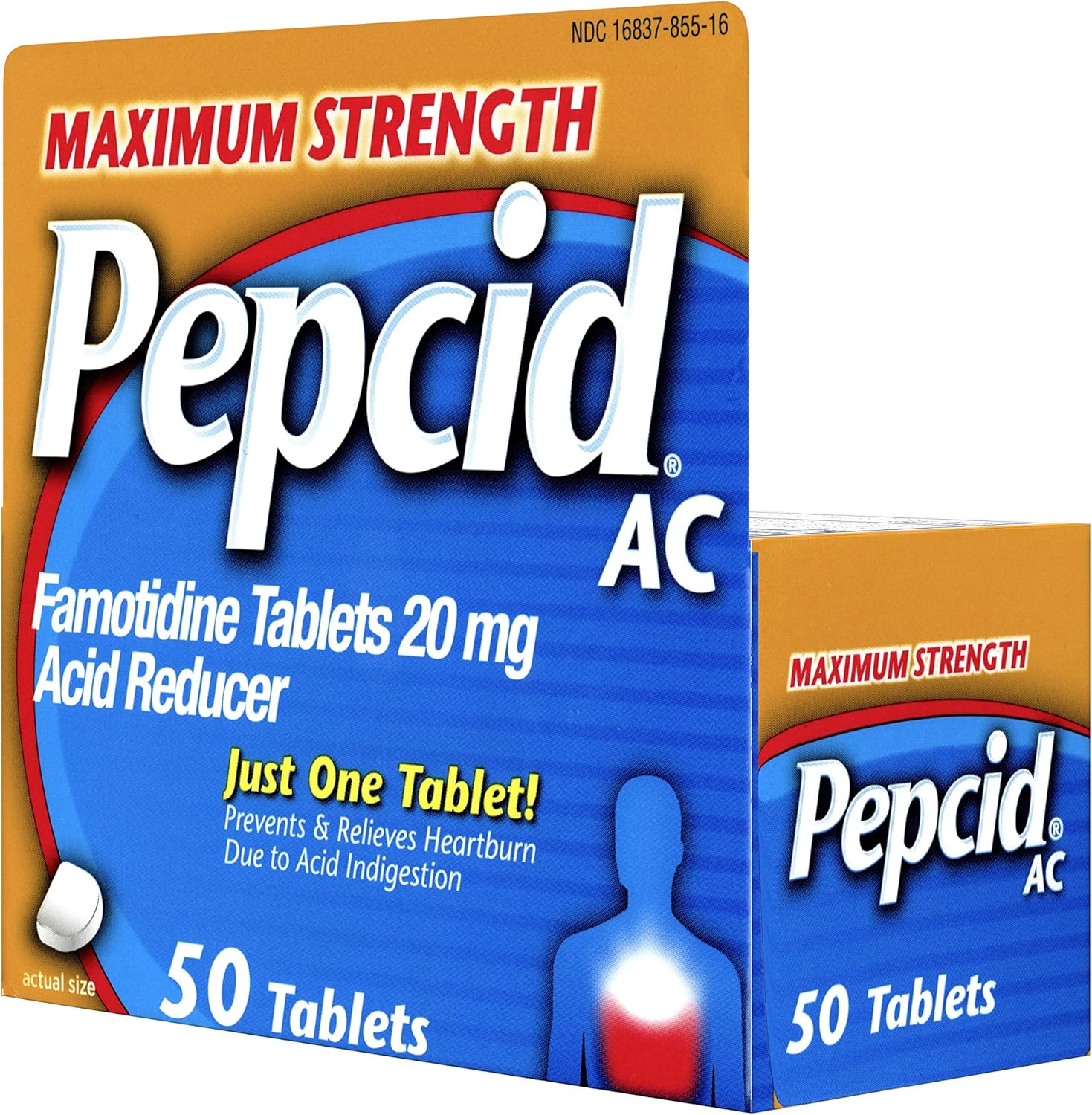 Pepcid AC Maximum Strength with 20 mg Famotidine for All-Day Heartburn Prevention & Relief, 50 ct.: Health & Personal Care