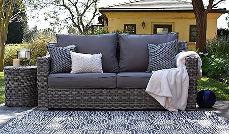 Amazon Com Elle Decor Vallauris Outdoor Wicker Sofa Gray