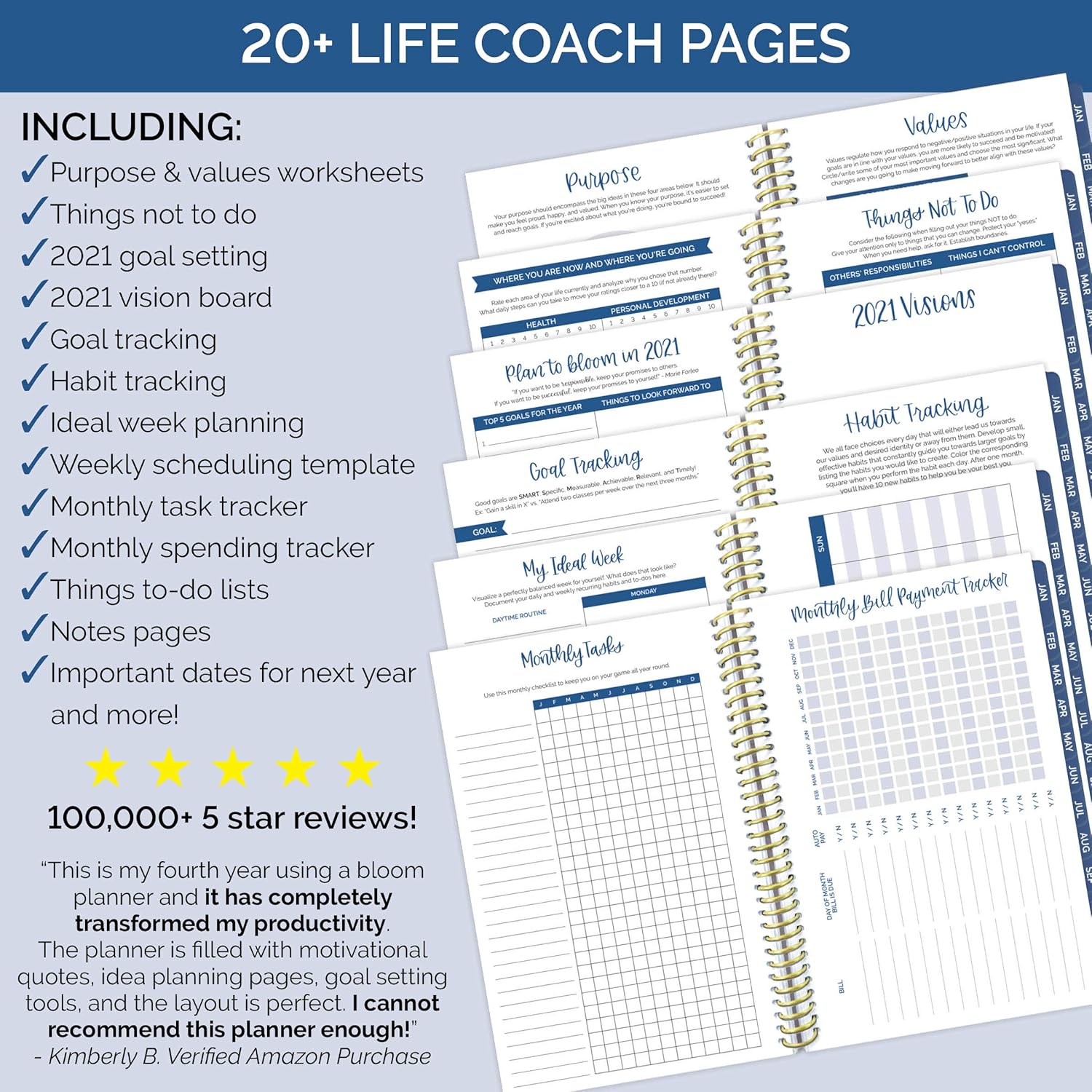 bloom daily planners 2021 Calendar Year Day Planner (January 2021 - December 2021) - 6” x 8.25” - Weekly/Monthly Agenda Organizer Book with Stickers & Bookmark - Collect Happy Days : Office Products