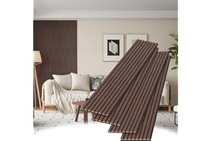 POHARE Wood Slat Wall Panels, 4 Pack Accent Decorative Acoustic Wood Slats for Wall and Ceilings, Acoustic Panels for Interior Wall Décor on Felt Back Board, Walnut, 8 x 1 ft