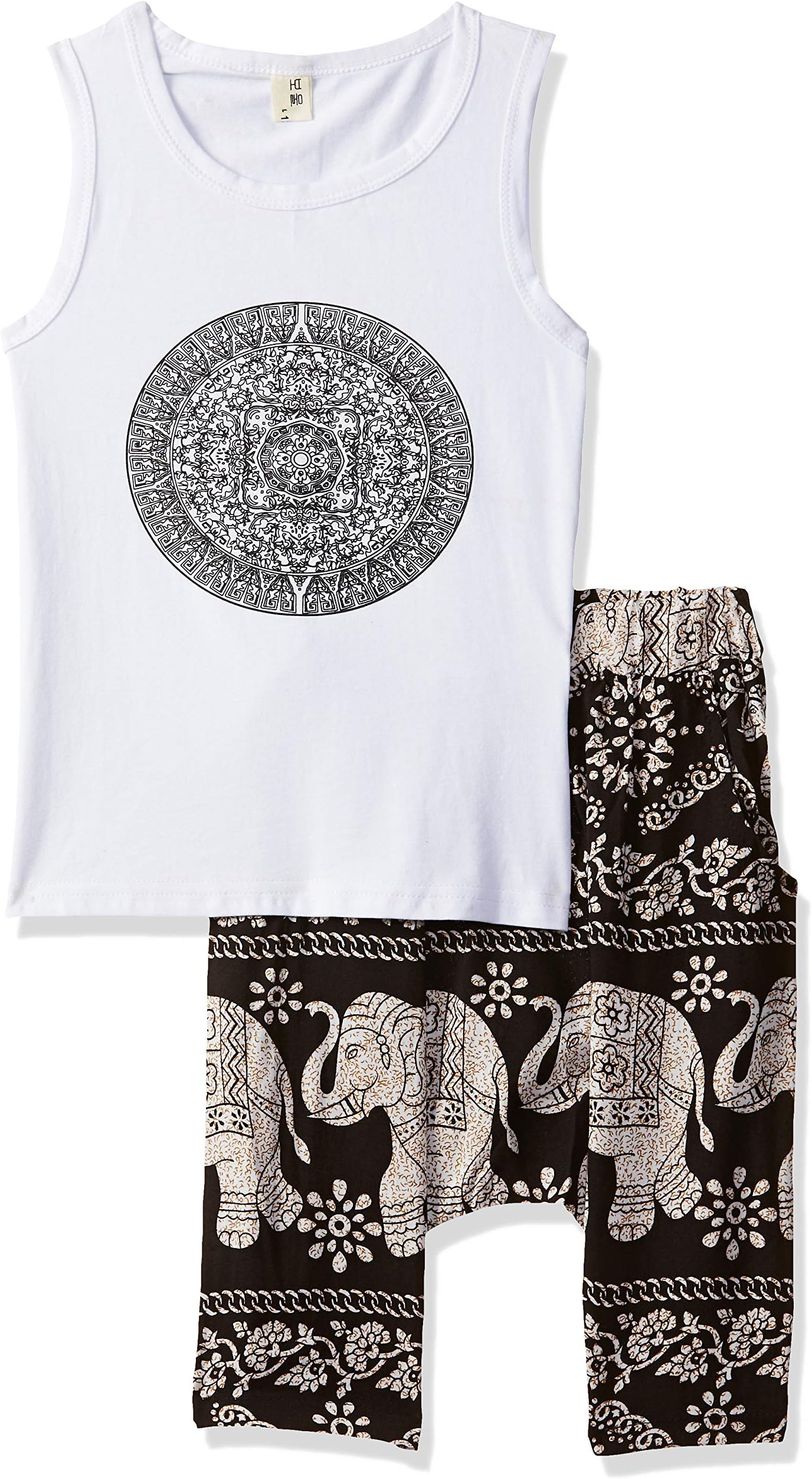 Hopscotch Boys Cotton Animal Art Vest and Shorts Set in White Color