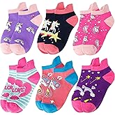 Anlisim Kids Girls Toddler Unicorn Ankle No Show Socks Fashion Novelty Cotton Silly Socks 6 Pairs