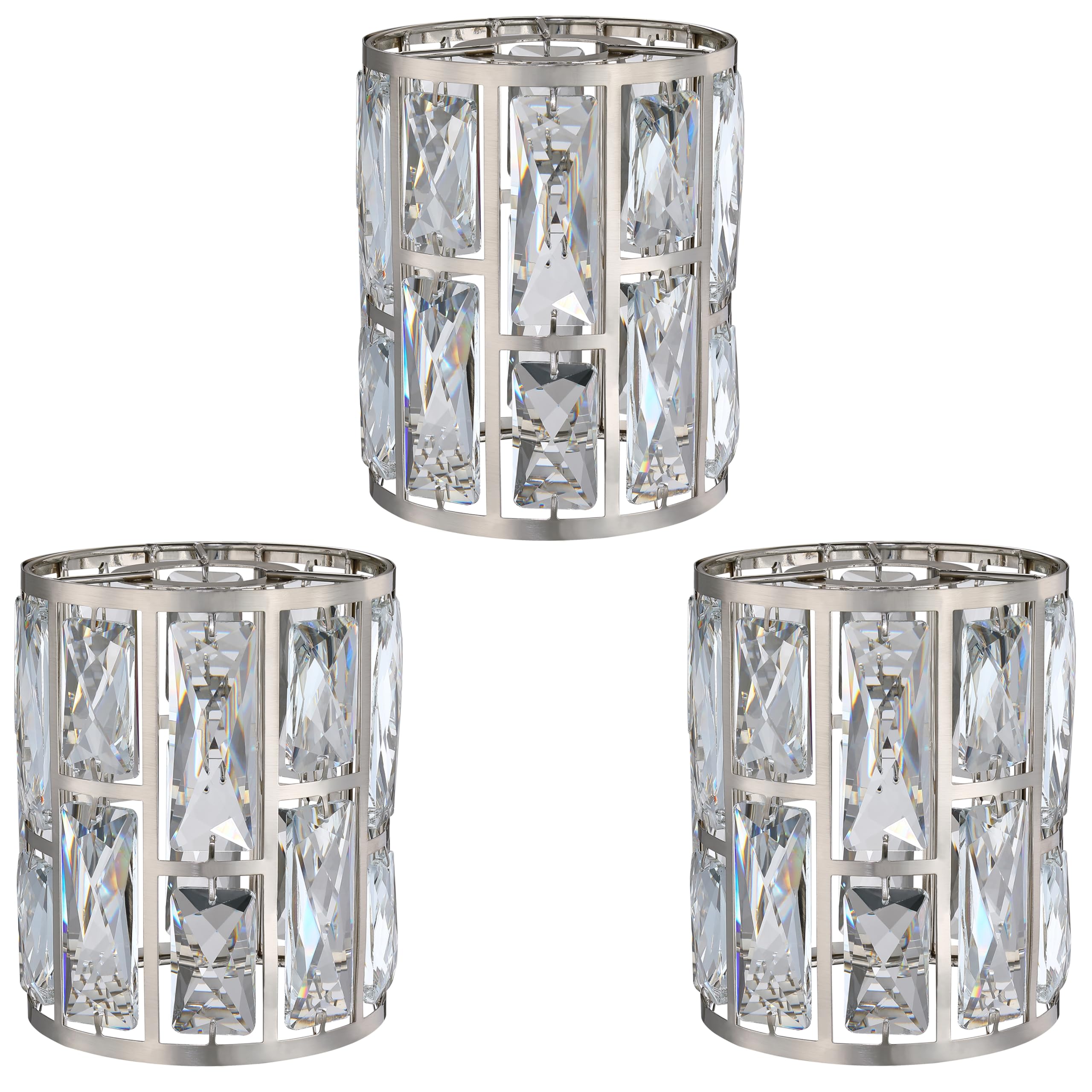 Photo 1 of Doraimi Lighting 3 Pack Crystal Metal Pendant Ceiling Chandelier Wall Sconce Lamp Replacement Covers Shade Fixture Brushed Nickel Finish,1.66" Fitter Size,6.1" high*5.3" Diameter