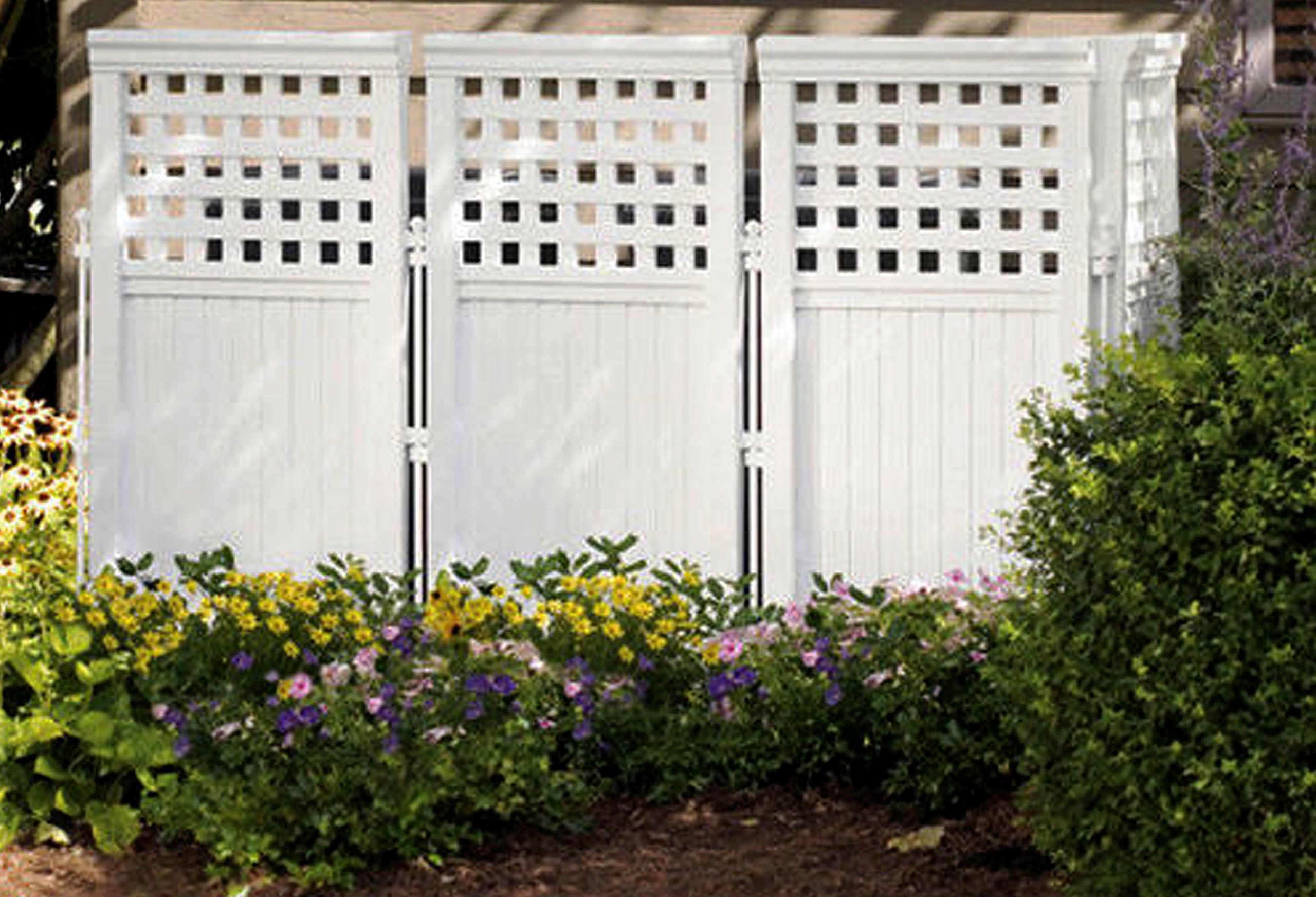 MadeInUSA White UV Resistant 4panel Resin Outdoor Privacy Screen