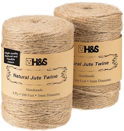 H&S Jute String 2 Reels x 90m 3mm 6 Ply Garden Twine Natural Brown