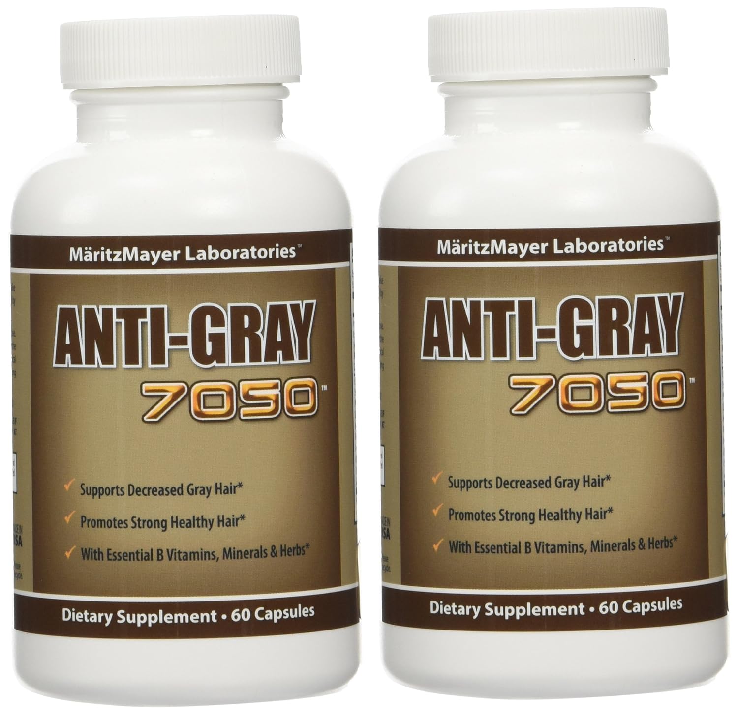 AntiGray Hair 7050 Restore Natural Hair Color 60 Capsule Per Bottle, 2 pack