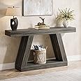Tribesigns Farmhouse Console Table, 55-Inch Rustic Sofa Table with Storage, Industrial Wooden Entryway Table for Hallway, Living Room, Gray