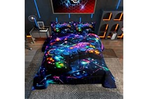 Feelyou Kids Gamer Comforter Set Twin Size, Galaxy Gaming Bedding Set Glitter Game Comforter Boys Girls Gamepad Teens Duvet Set Bedroom Decor Bed Set 2Pcs
