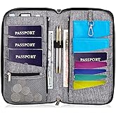 Valante Premium Family Travel Document Organizer Capacious RFID Passport Holder Wallet (Large, gray)