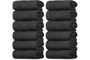 BELADOR Luxury Wash Cloths 24-Pack - 13"x13" Black Washcloths 100% Cotton Washcloths for Showering, Wash Cloths for Your Face and Body, Ultra Absorbant - Black Make Up Towels