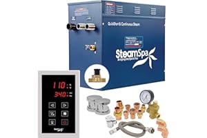 SteamSpa 10.5kW Steam Sauna Generator Premium Bundle 240V Steam Generator with Touch Pad Control, Steamheads, Pressure Relief Valve, Built-in Auto Drain and Plumber Quick Install Kit SS-PRT1050CH-A