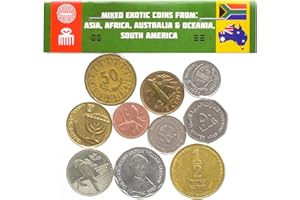 HOBBY OF KINGS 10 Exotic Coins from Asia, Middle East, Africa, Oceania, South America. Collectible Coins, Old Coins for Your Coin Album, Coin Bank or Coin Holders