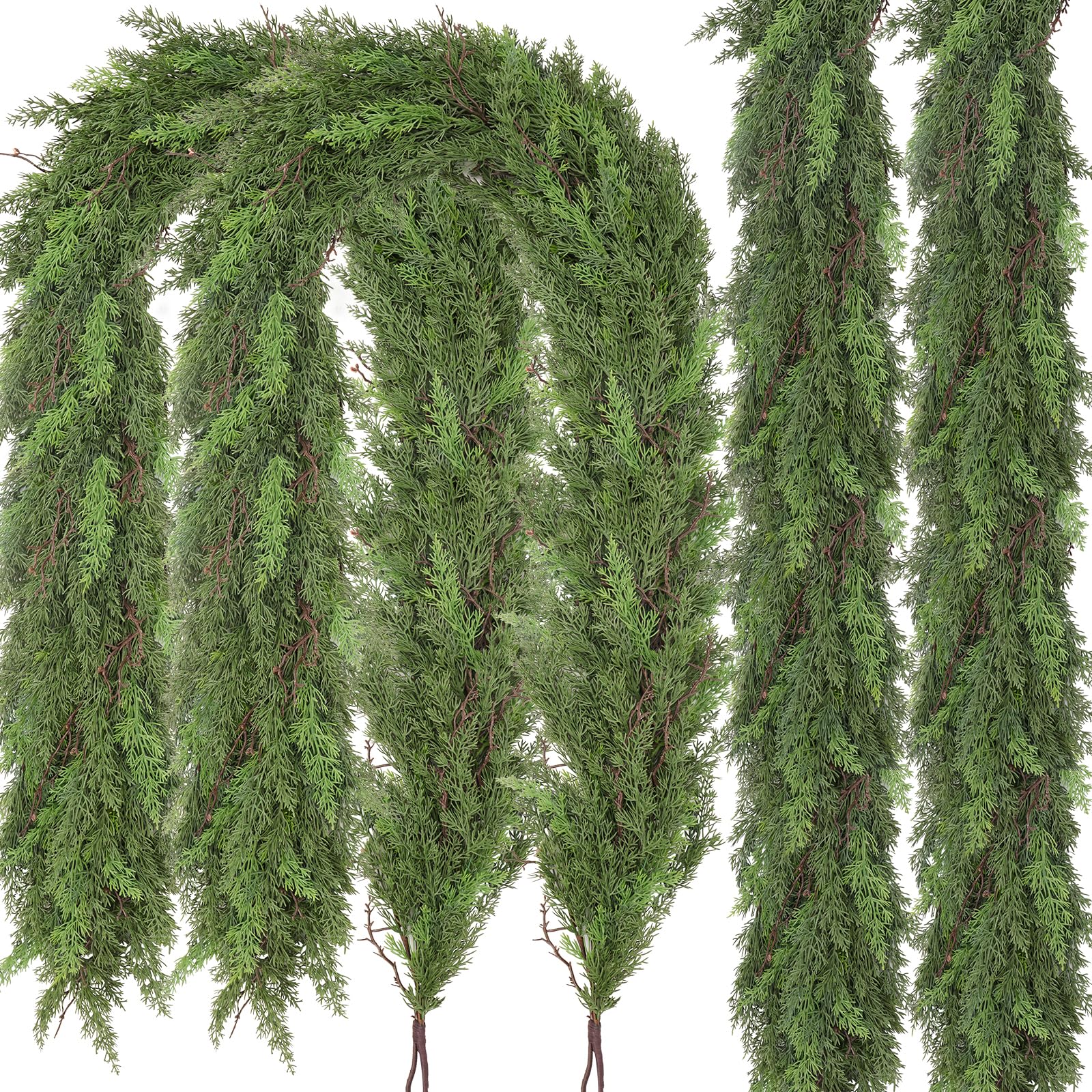View 1 of 2 Pcs 6FT Christmas Cedar Garland Real Touch Christmas Garland Thick and Lush Christmas Garland Realistic Artificial Greenery Garland for Fireplace Holiday Indoor Outdoor