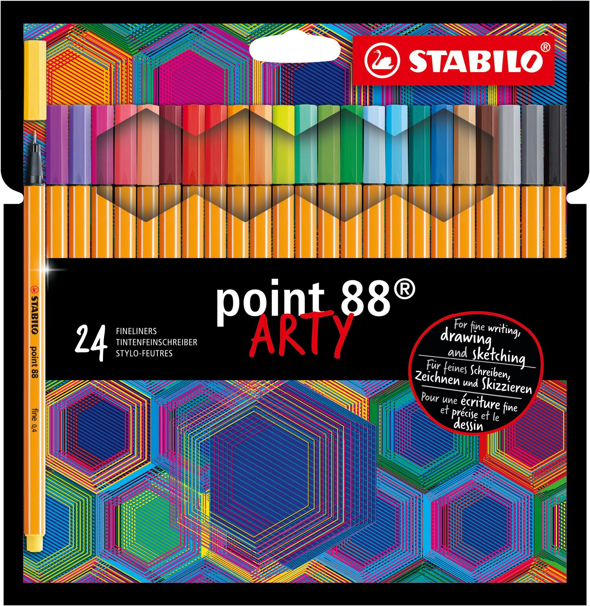 STABILO point 88 - Fineliner - ARTY - Pack of 24 - Assorted Colours
