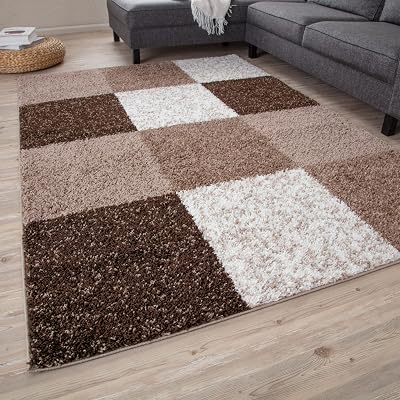 THE RUGS Modern Shaggy Area Rug Multicolour 80x150 cm Brown