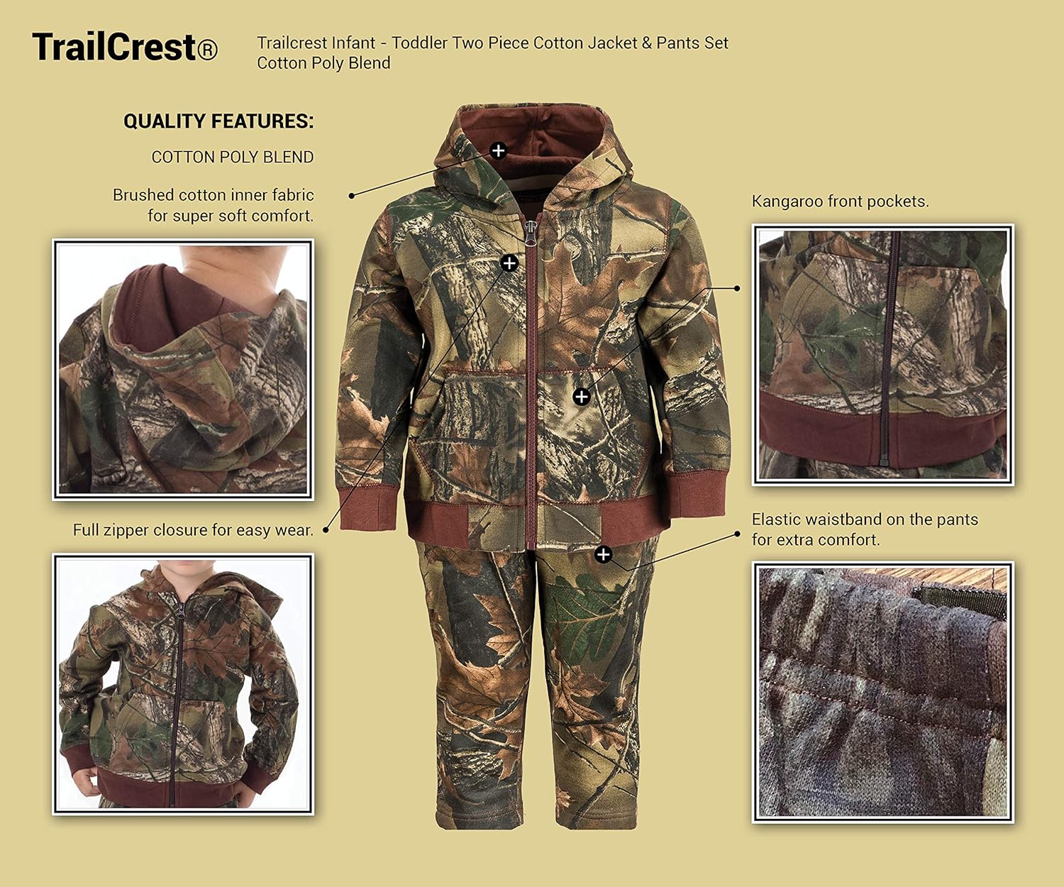 TrailCrest Infant - Toddler Two Piece Cotton Jacket & Pants Set: Clothing