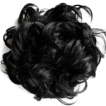 Scrunchy Scrunchie Jet Black Bun Updo Hairpiece Hair Ribbon