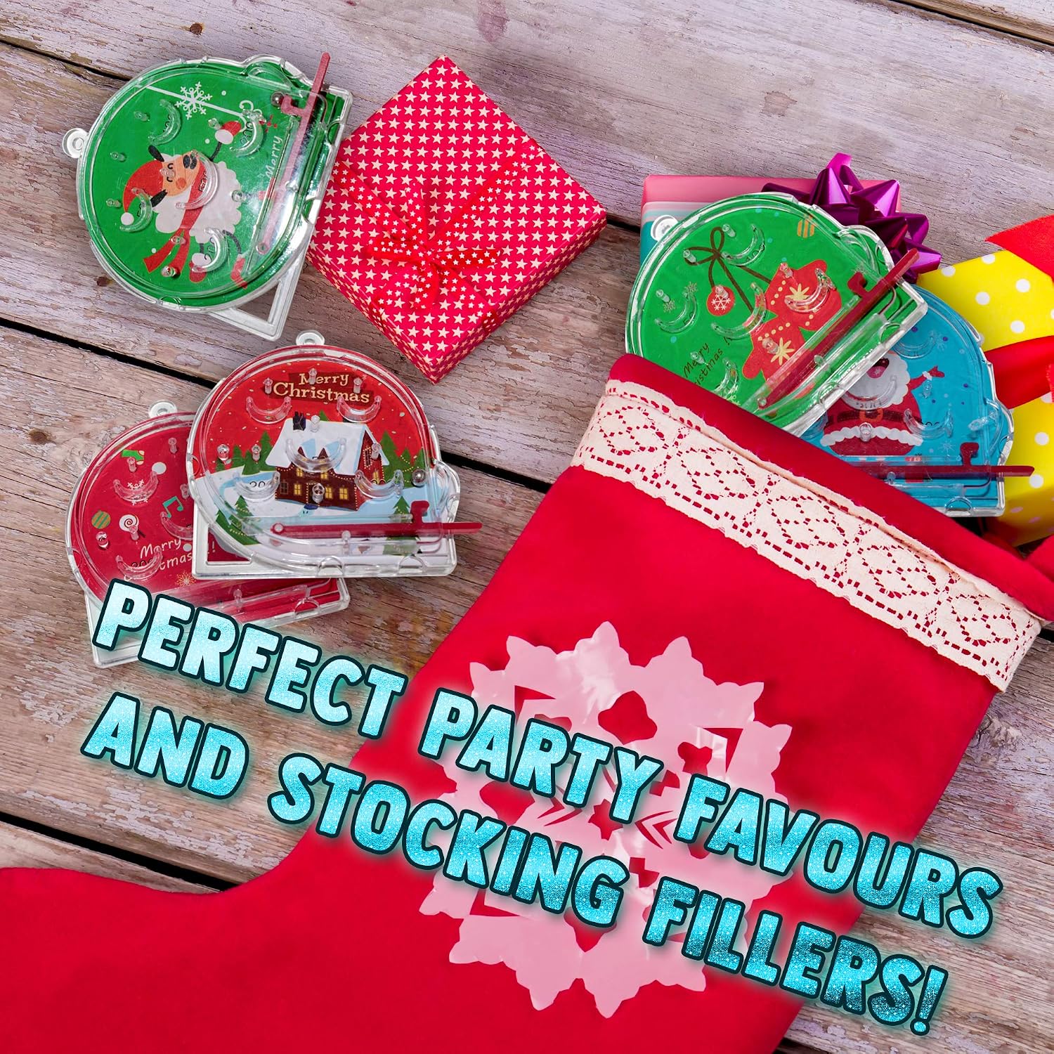 THE TWIDDLERS 50 Pack Mini Christmas Pinball Games for Kids, 6cm Handheld Fidget Toys in 5 Assorted Festive Designs - Image 5