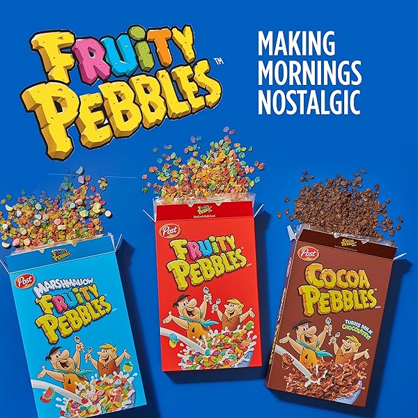 POST FRUITY PEBBLES MARSHMALLOW CEREAL, FRUITY KIDS CEREAL WITH MARSHMALLOWS, GLUTEN FREE, 18 OZ BOX