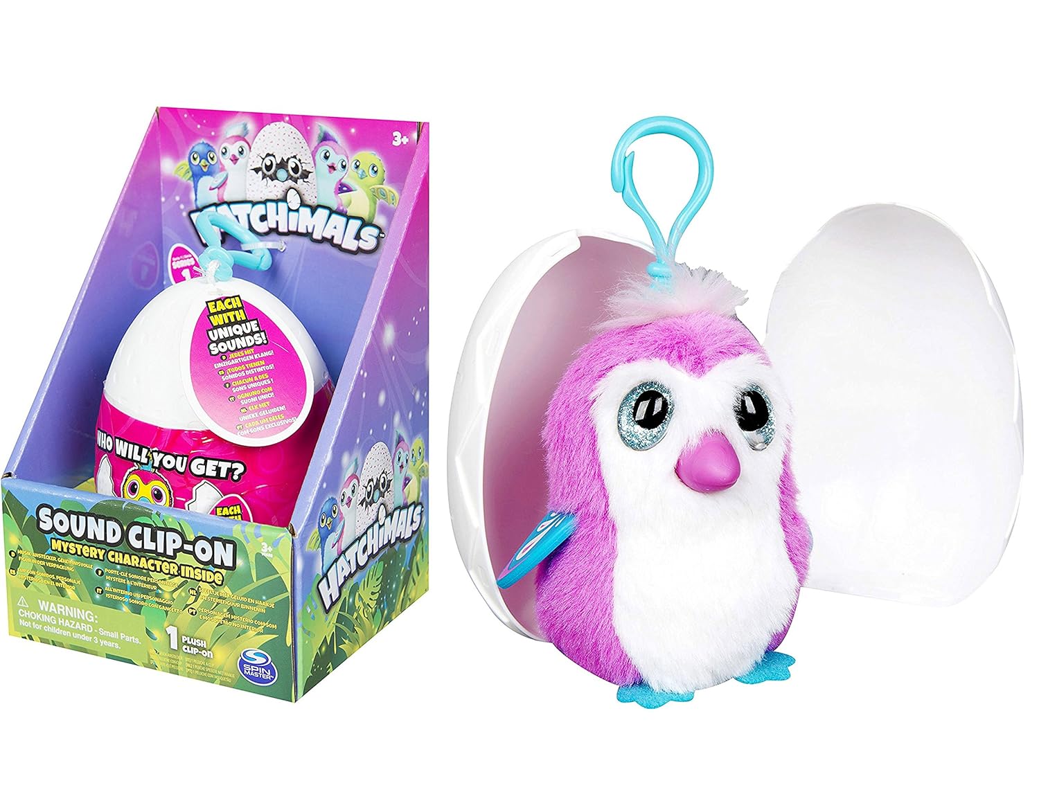 Hatchimals huevo suave peluche clip con sonidos carácter de misterio