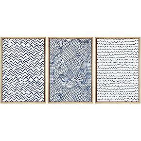 SIGNWIN Framed Canvas Print Wall Art Blue and...