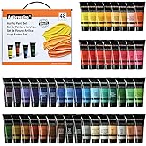Artbreezing 48 Colors Professional Acrylic Paint Set, Artist Paint Supplies | 22ml Tubes, Paint Set for Canvas, Crafts, Clay, Rocks, Paper etc., Basics Art Supplies, Giftable Set for Artists, Beginners
