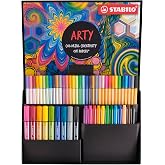 STABILO Creative Set - Pen 68 Max, Pen 68, Pen 68 brush, point 88, pointMax, ARTY, 55-Pieces - drawing, illustration, writing