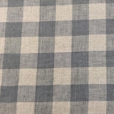 French Vintage Linen Gingham Check Dove Grey Designer Material