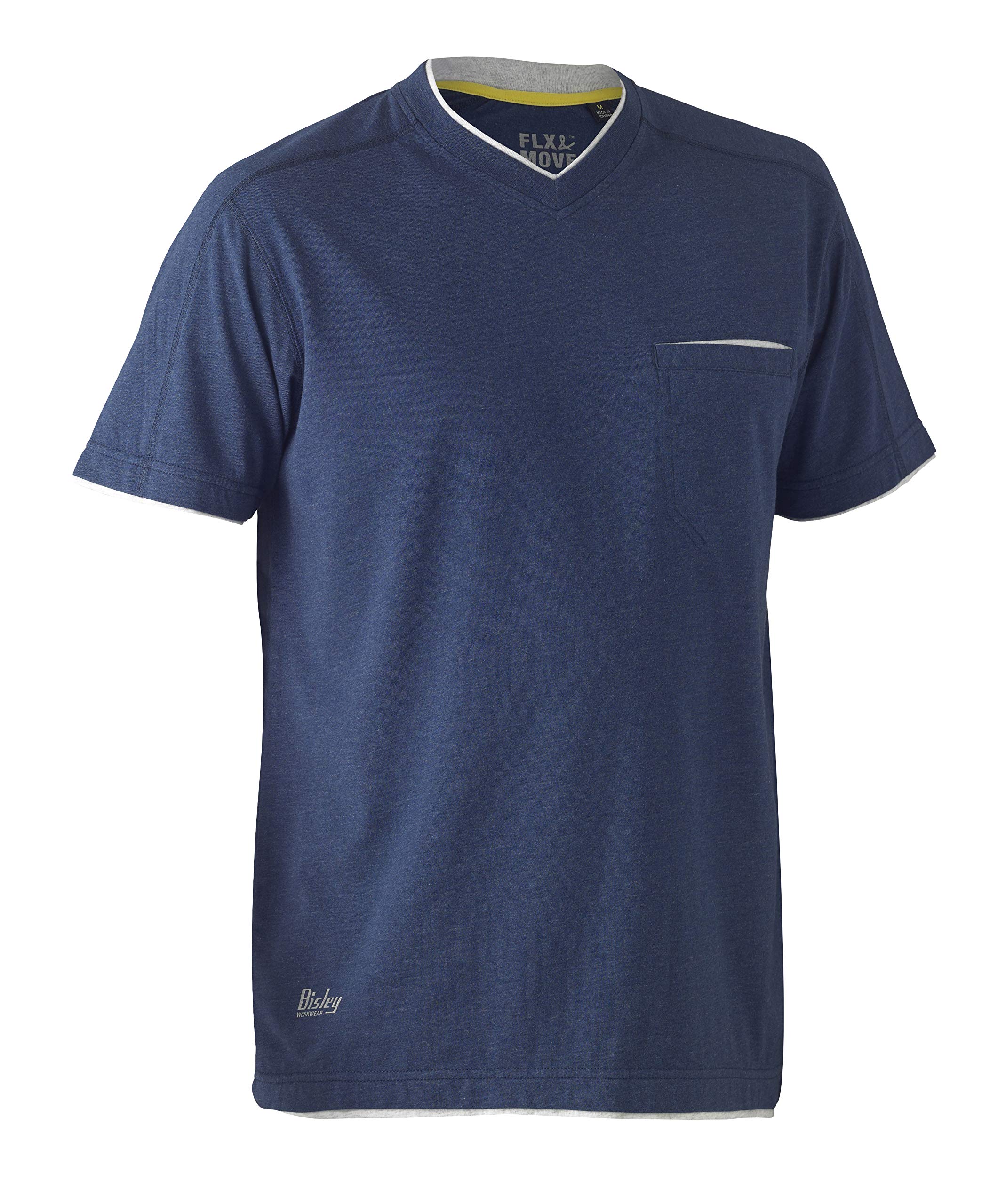 Bisley Workwear UKBK1933_BPCT Flex & Move Cotton T-Shirt V-Neck Short Sleeve - Blue Marle, 2XL