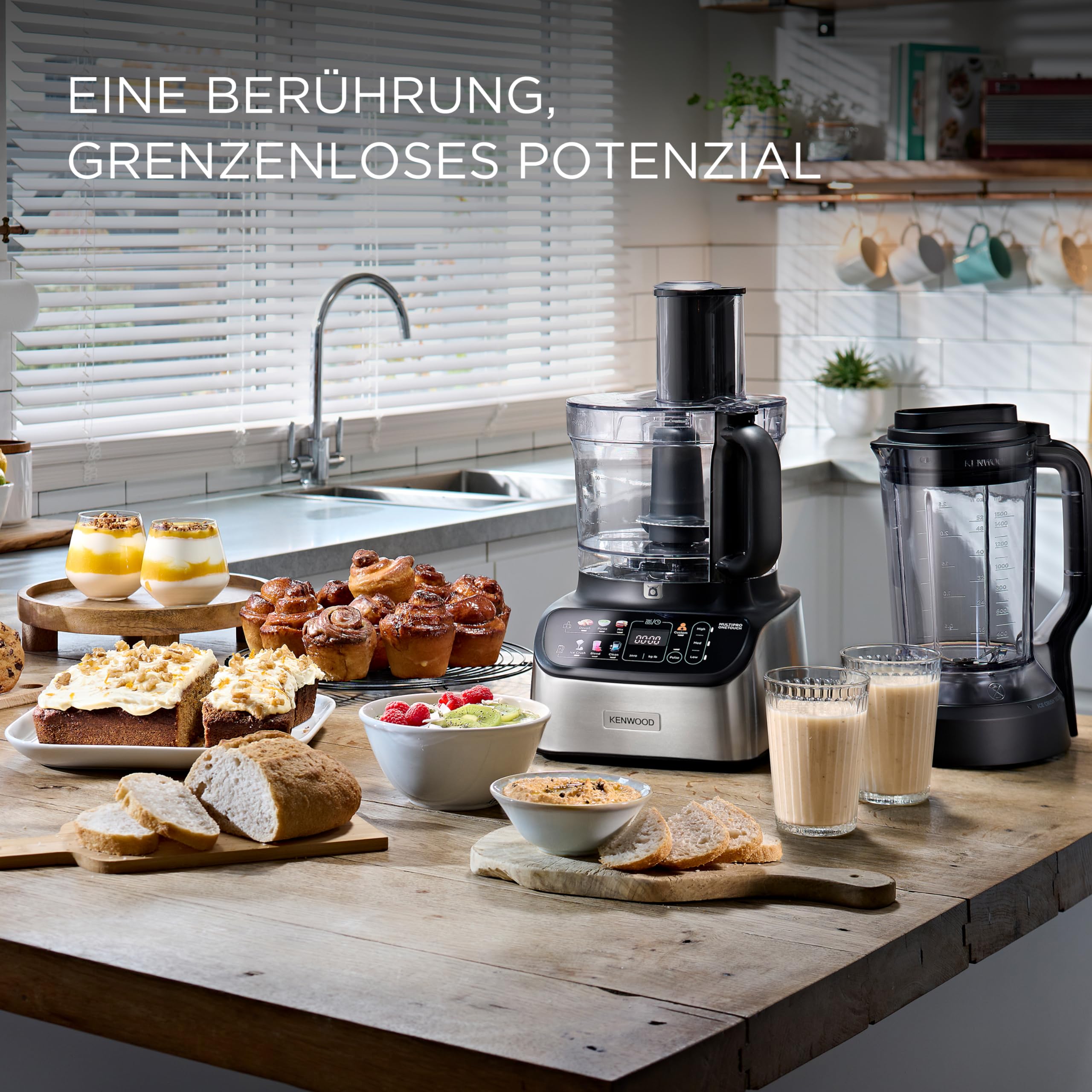 Kenwood MultiPro OneTouch FDM73.480SS Kompakt-Küchenmaschine & Standmixer, 6 Zubehörteile, 6 Automatikprogramme, Variable Geschwindigkeit & Pulse-Funktion, Integrierte Waage, 1000W, Silber 8