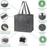 VenO 4 Pack Reusable Grocery Bags with Hard Bottom, Front Pocket, view 5