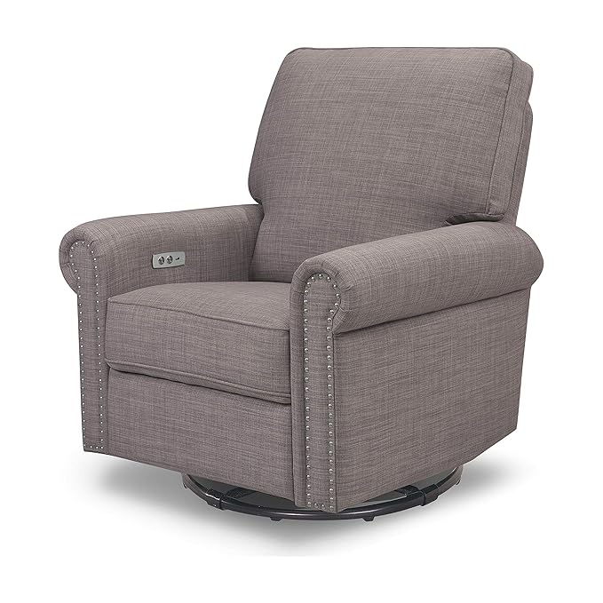 million dollar baby classic willa swivel recliner in steel grey tweed