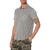 Lucky Brand Mens Short Sleeve Linen Button Up Shirt