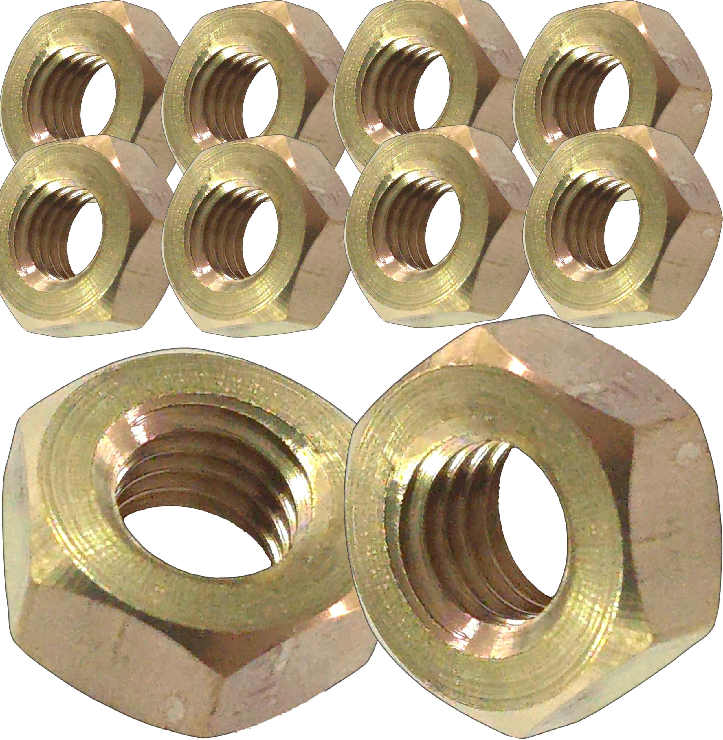M8 Solid Brass Hex Nuts DIN934 (Pack of 10)