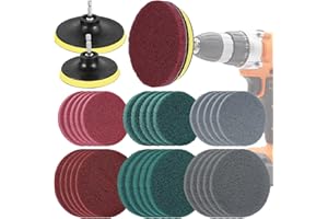 32Pcs Drill Power Brush,4/5in Round Scrub Pads with 4/5in Disk Pad Holder,Tile Cleaning and Polishing Pad Kit for Bathroom & 