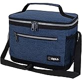 opux Insulated Lunch Box Men Women, Lunch Bag for Work School, Leakproof Soft Cooler Tote Adult, Large Lunch Pail Kids Boys Girls, Picnic Beach Food Bag with Shoulder Strap, Heather Navy