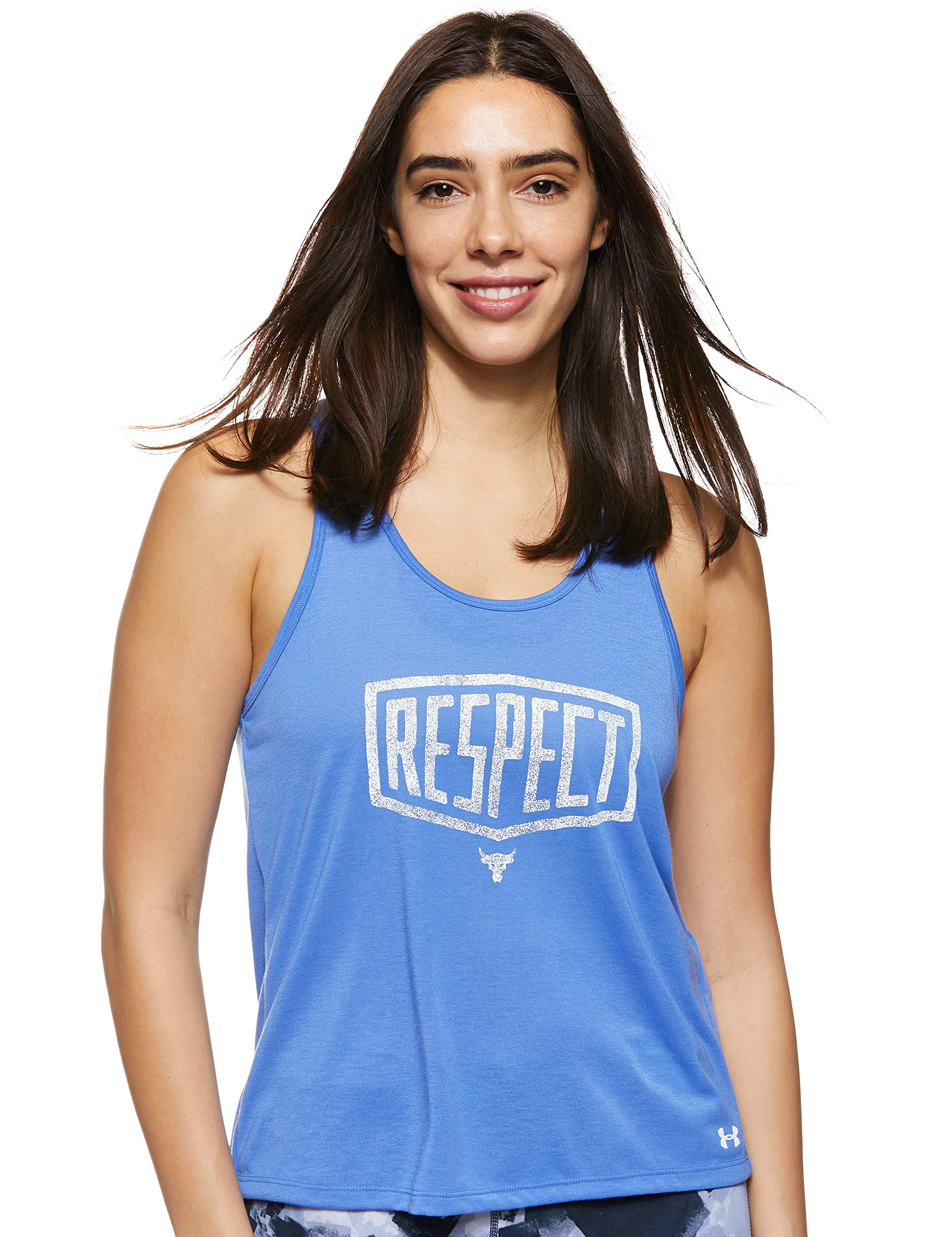 Under Armour Project Rock Womens Open Back Gym Vest Top (L) Blue